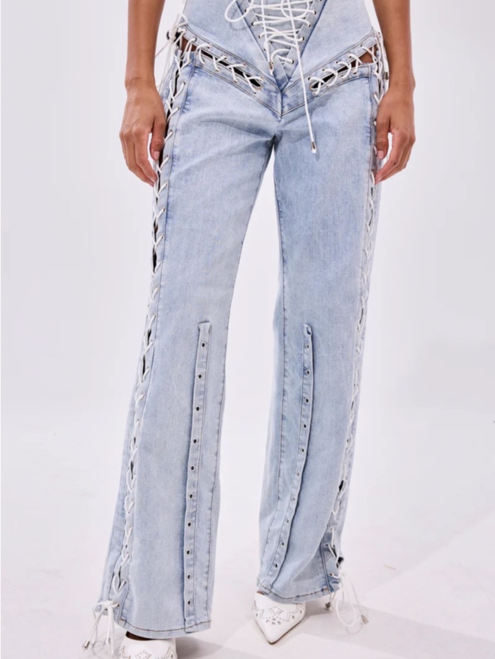 Feeling Blessed Lace Up Denim - Picture 4 of 4